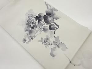 作家物　塩瀬手描き花葉模様名古屋帯